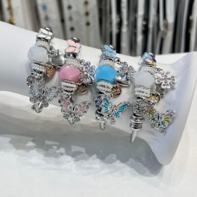 Pulsera Pandora Plata Mariposa Brillos