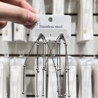 Aros Plata Tassel Bolitas
