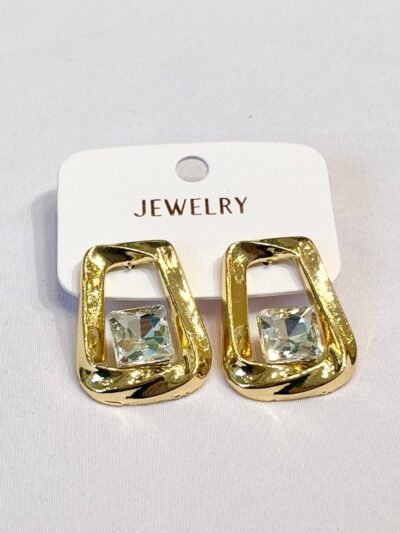 Aros Dorados Halo Diamantes