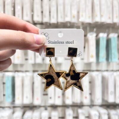 Aros Dorados Animal Print Estrellas