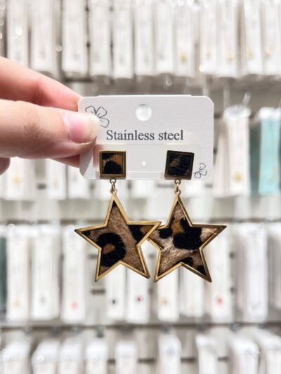 Aros Dorados Animal Print Estrellas