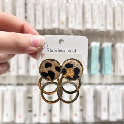 Aros Dorados Animal Print Circulo