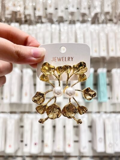 Aros Dorados Flor Grande Perla