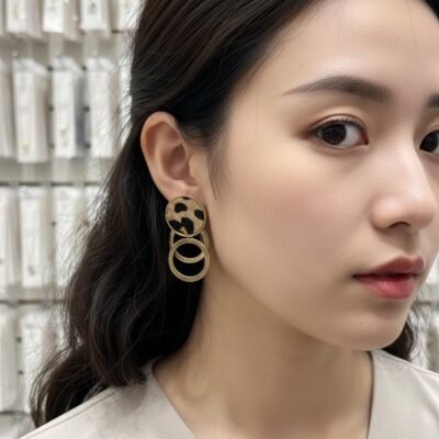 Aros Dorados Animal Print Circulo