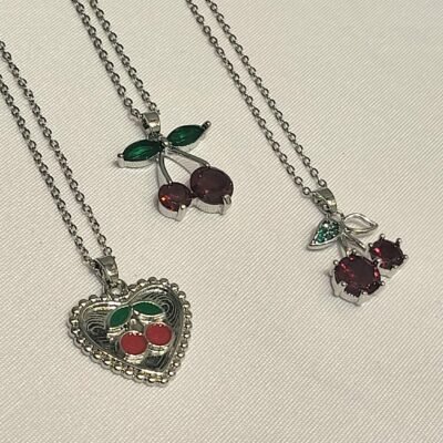 Collar Surtidos Plateado Cereza