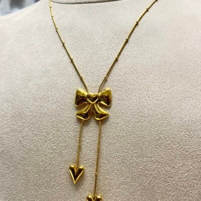 Collar Titanium Moño con corazones