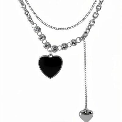 Collar Acero Corazón Black