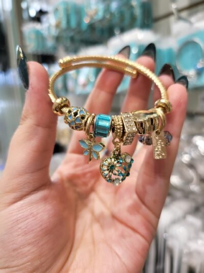 Pulsera con Chams Corazon Flor TITANIUM