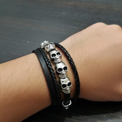 Pulsera Calavera Cuero