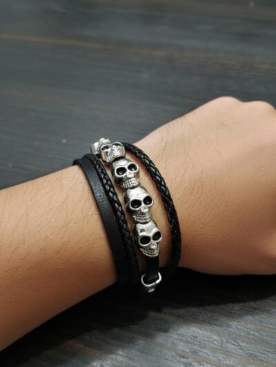 Pulsera Calavera Cuero