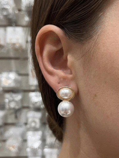 Aros Dorado Gota Perla