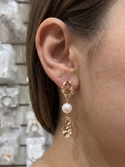 Aros Dorados Peras Eslabones