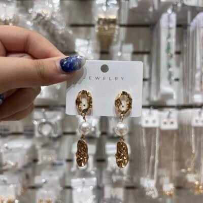 Aros Dorados Peras Eslabones