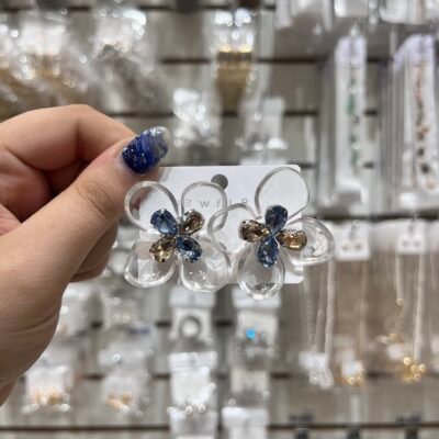 Aros Dorados Flor Cristal