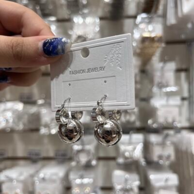 Aros Plateados Mickey Diamantes