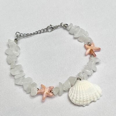 Pulsera Cuencas Mar Blanco Coral Grande
