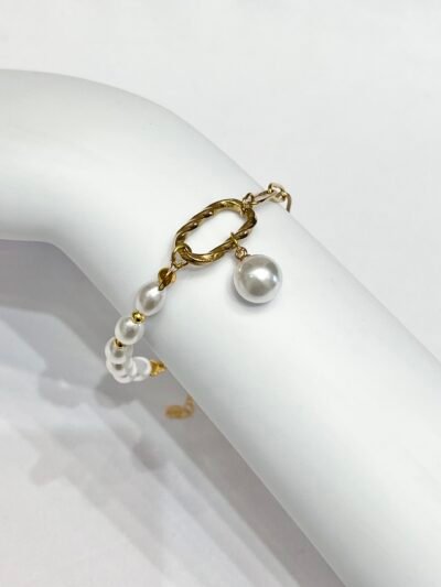 Pulsera Cuencas Mar Perla Dorado