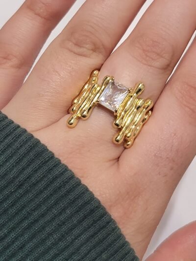 V25 04 Anillo Lagrimas doradas