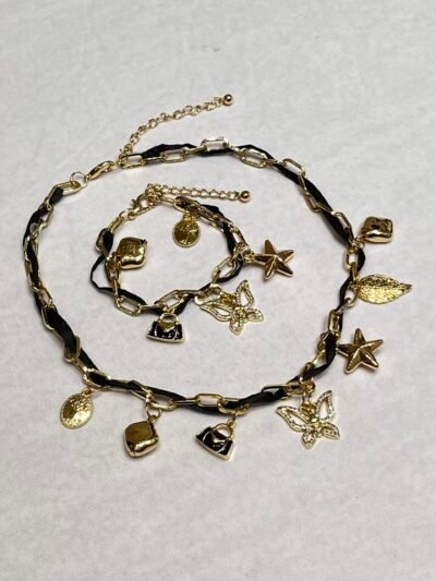 Collar y Pulsera Charms Black & Golden II