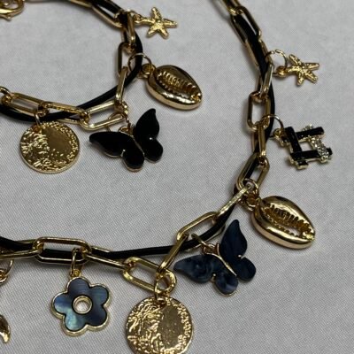 Collar y Pulsera Charms Black & Golden III