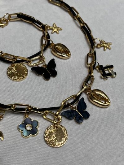 Collar y Pulsera Charms Black & Golden III