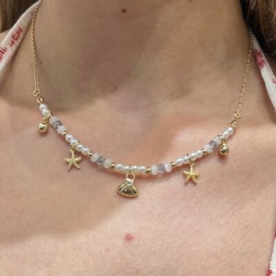 Collar Perla Dorado Charms