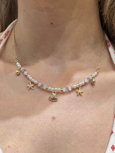 Collar Perla Dorado Charms