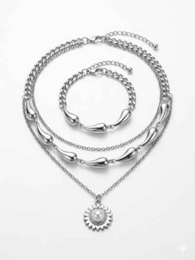Collar y Pulsera Sol y Gotas