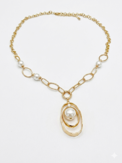 Collar Largo Perla con Cadena