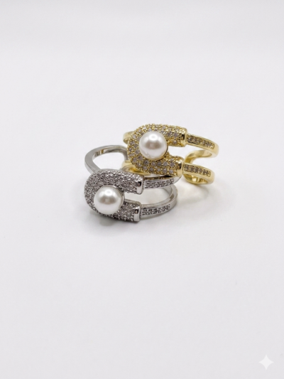 V25 08 Anillo Clip Perla