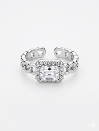 V25 07 Anillo Cristal Cadena